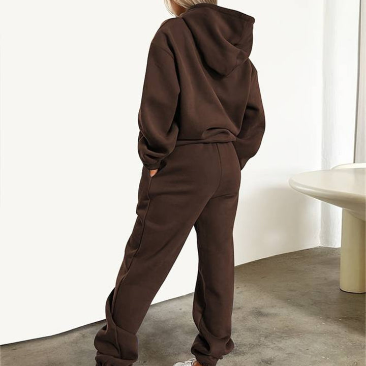 Damen-Set mit Hoodie Kängurutasche und Jogginghose mit Kordelzug