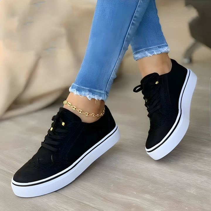 Damen Sneaker mit Schnürverschluss und Plateausohle