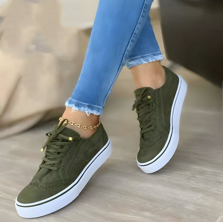 Damen Sneaker mit Schnürverschluss und Plateausohle
