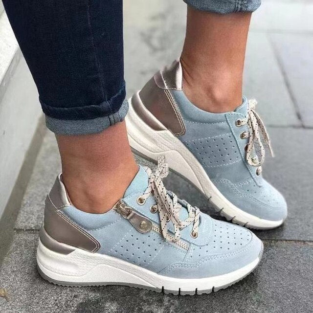 Damen-Sneaker mit Schnürung und seitlichem Reißverschluss