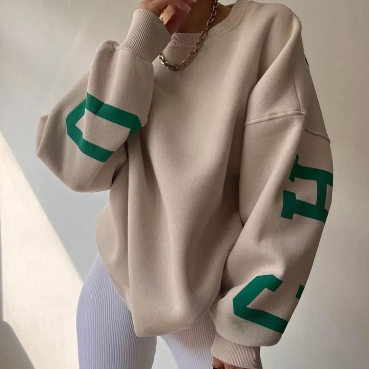 Damen-Sweatshirt mit langen Ärmeln und überschnittenen Schultern
