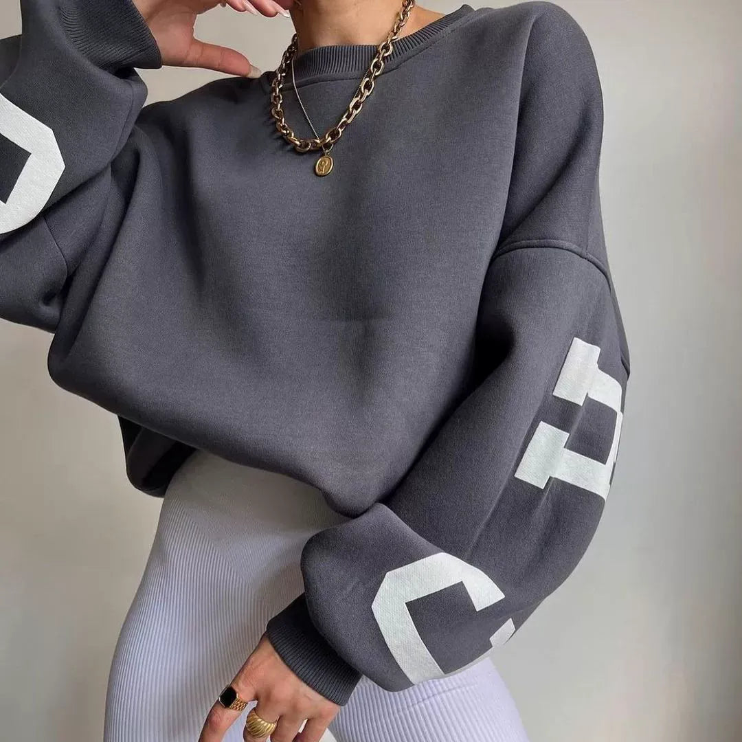 Damen-Sweatshirt mit langen Ärmeln und überschnittenen Schultern