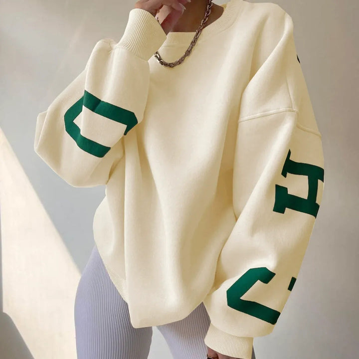 Damen-Sweatshirt mit langen Ärmeln und überschnittenen Schultern