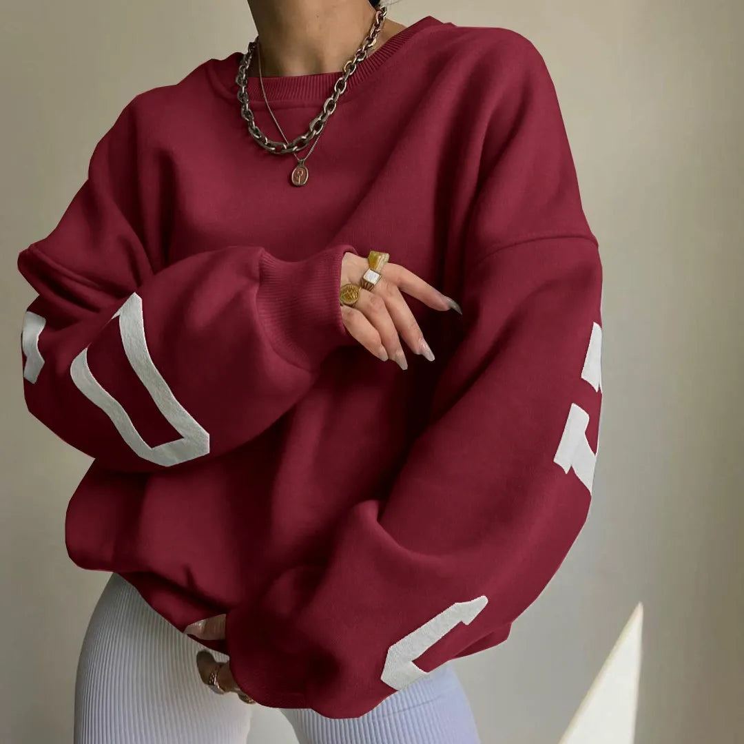Damen-Sweatshirt mit langen Ärmeln und überschnittenen Schultern
