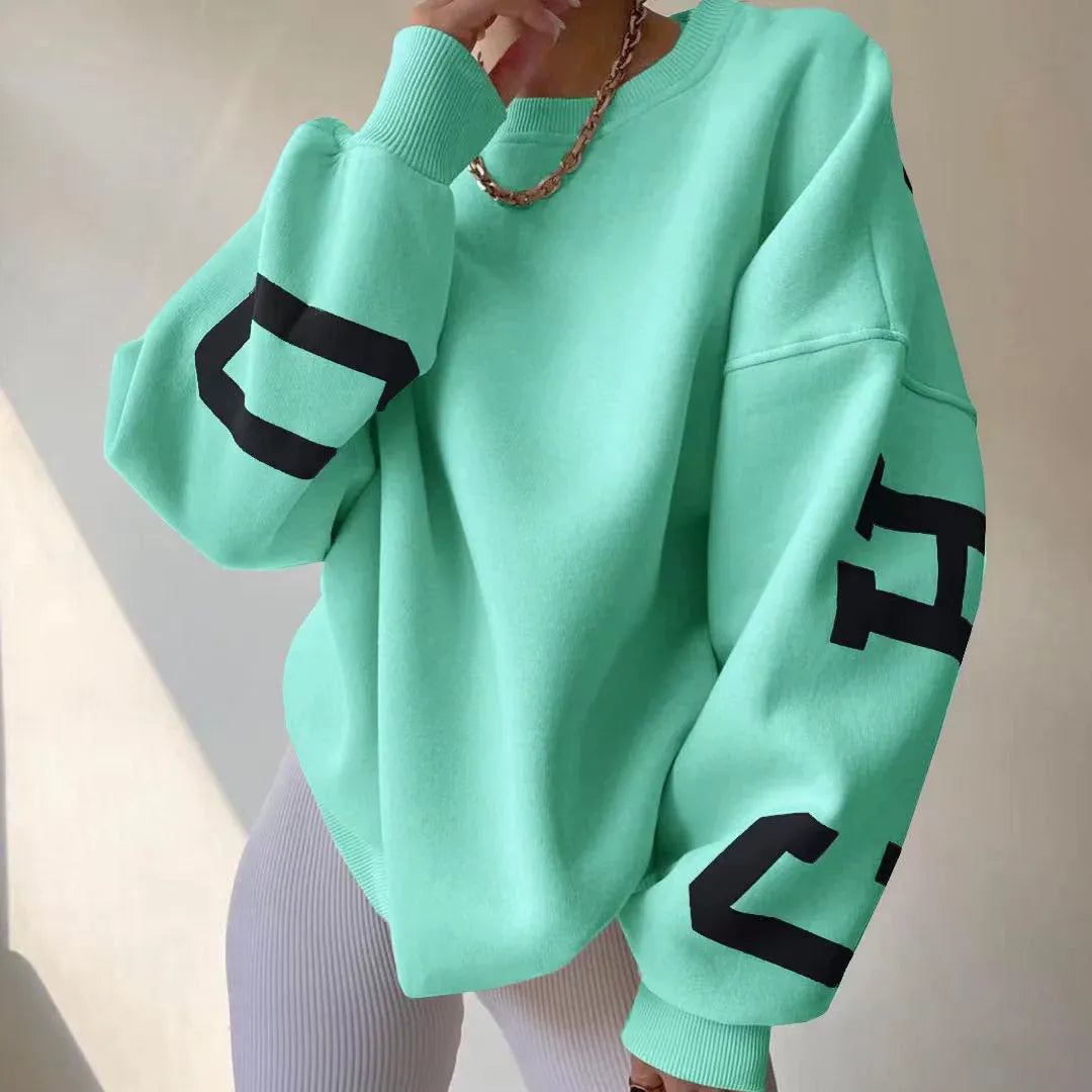 Damen-Sweatshirt mit langen Ärmeln und überschnittenen Schultern