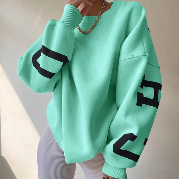 Damen-Sweatshirt mit langen Ärmeln und überschnittenen Schultern
