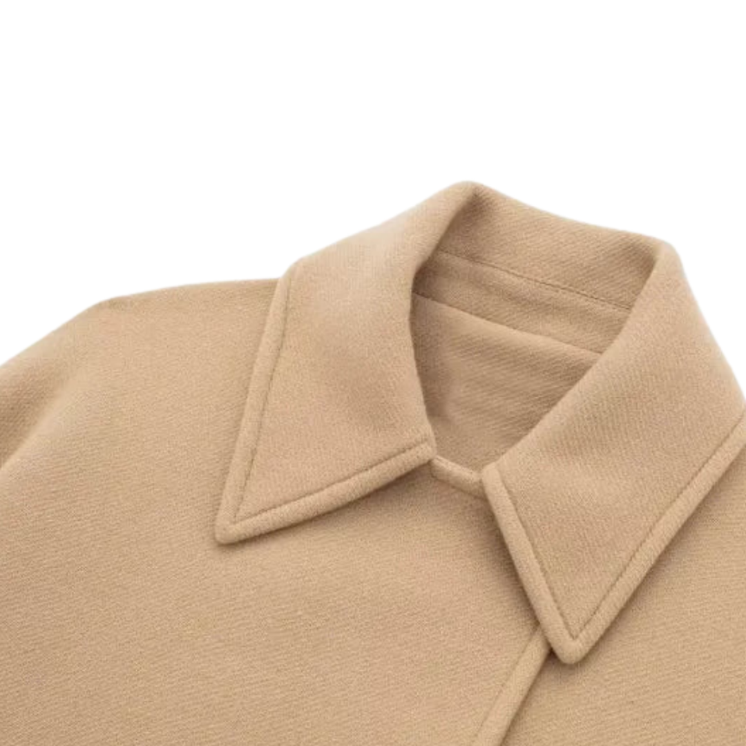Damen-Übergrößenmantel Mit Reverskragen Vorderknöpfen und Taschen