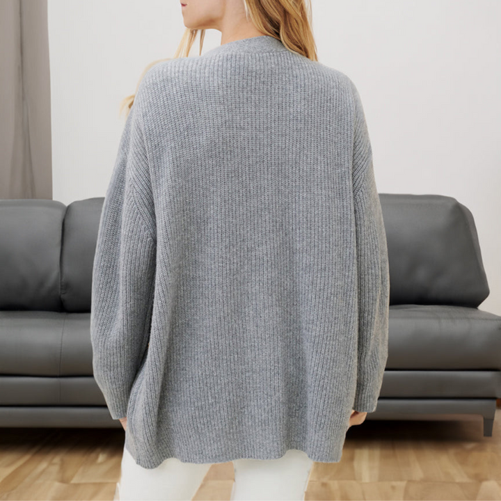 Damen V-Ausschnitt Cardigan mit Knopfleiste und Rippbündchen