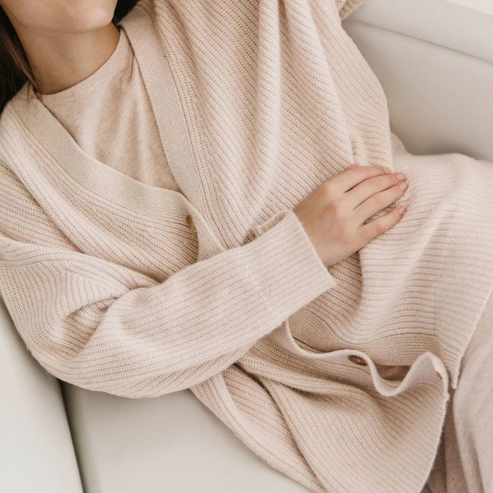 Damen V-Ausschnitt Cardigan mit Knopfleiste und Rippbündchen