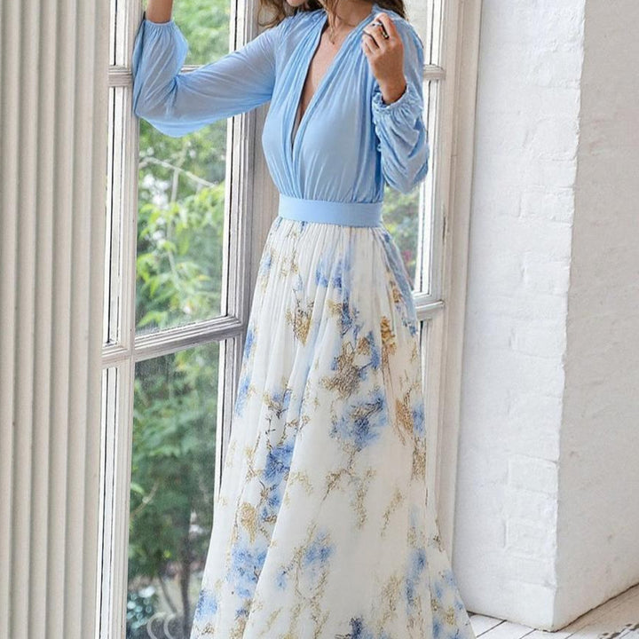 Elegante romantico abito lungo floreale per donna