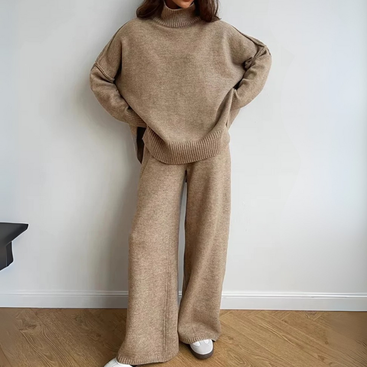 Damen Zweiteiliges Set mit Rollkragenoberteil und Weiter Hose