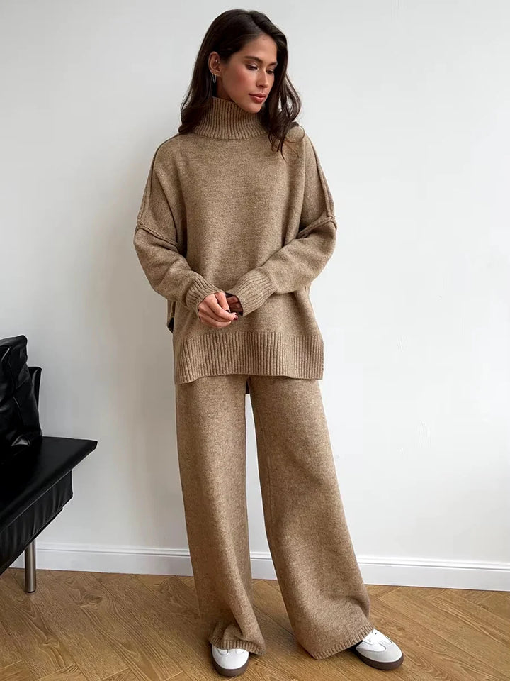 Damen Zweiteiliges Set mit Rollkragenoberteil und Weiter Hose