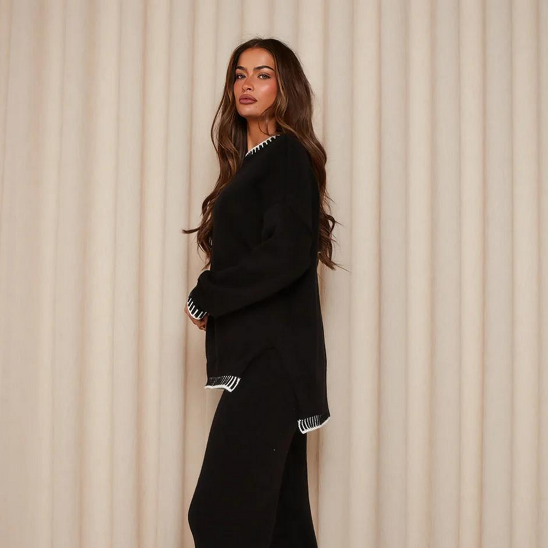 Damen Zweiteiliges Set mit Rundhalsausschnitt und langer Hose