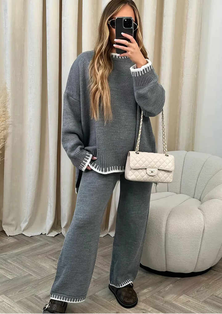 Damen Zweiteiliges Set mit Rundhalsausschnitt und langer Hose