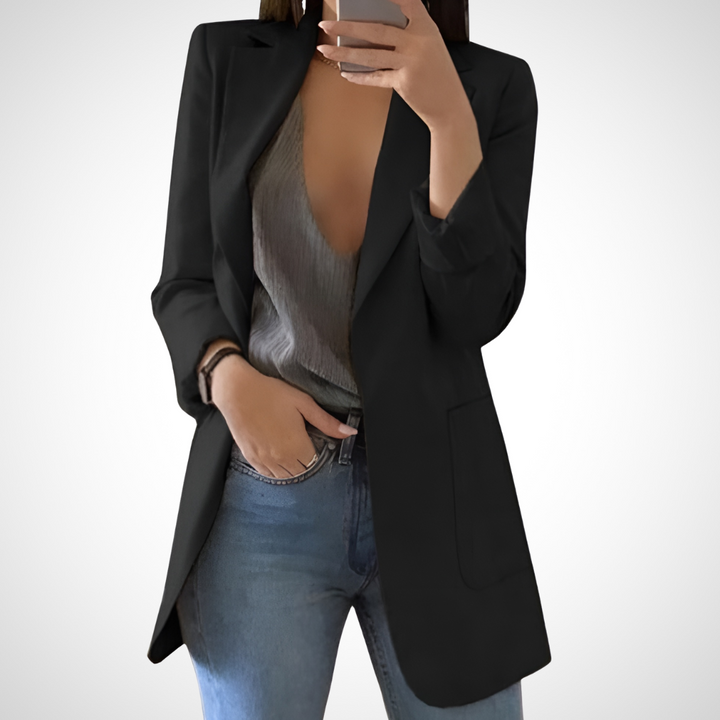 Damenblazer mit Reverskragen und offener Vorderseite