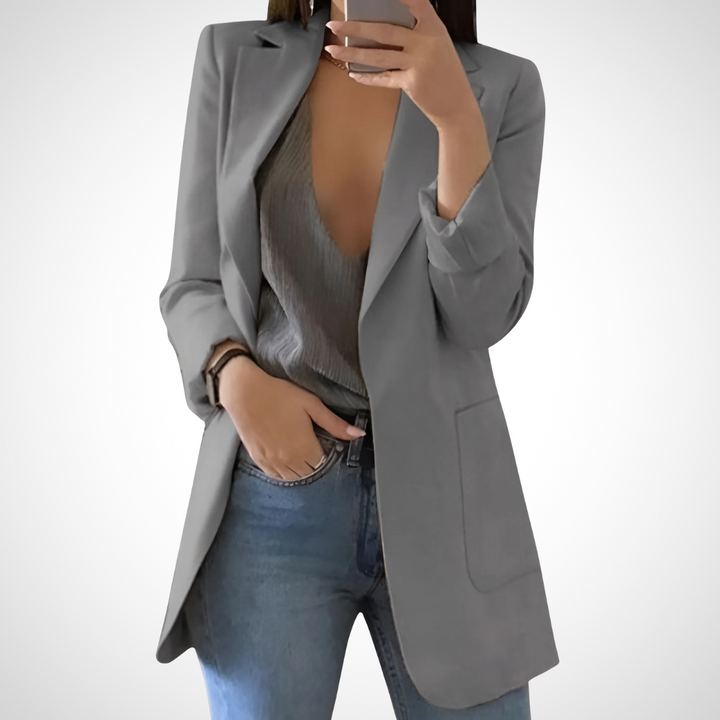 Damenblazer mit Reverskragen und offener Vorderseite