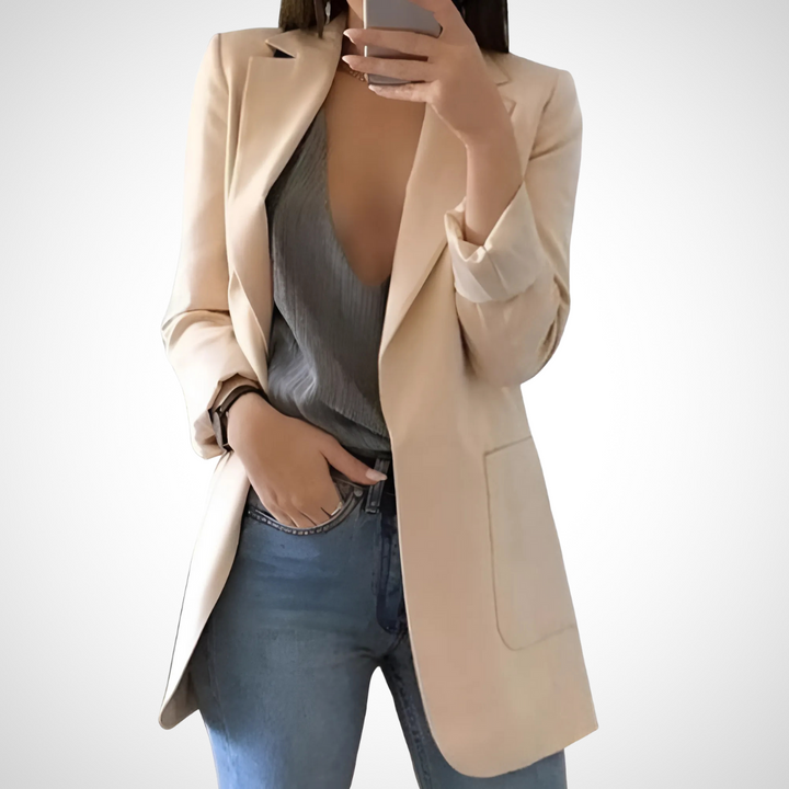 Damenblazer mit Reverskragen und offener Vorderseite