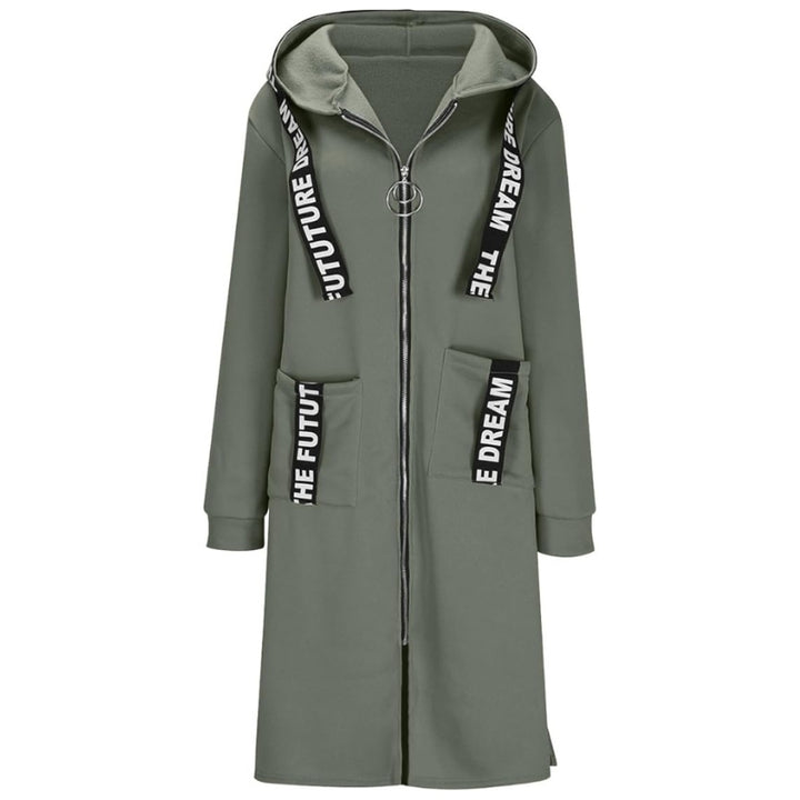 Damenjacke mit Kapuze Reißverschluss und aufgesetzten Taschen