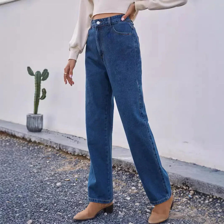 Damenjeans mit hohem Bund und geradem Bein