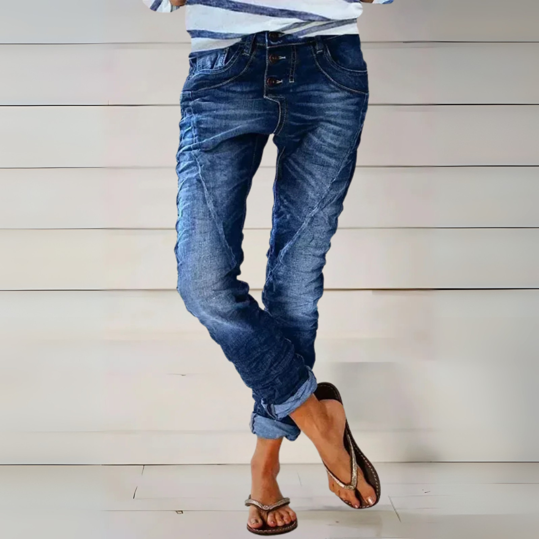 Damenjeans mit Verwaschener Waschung und Umgeschlagenen Säumen