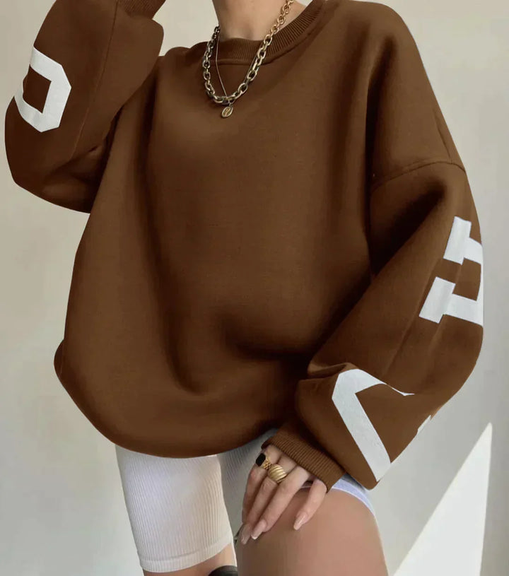 Damenpullover Langarm mit Rundhalsausschnitt und Buchstabenprint
