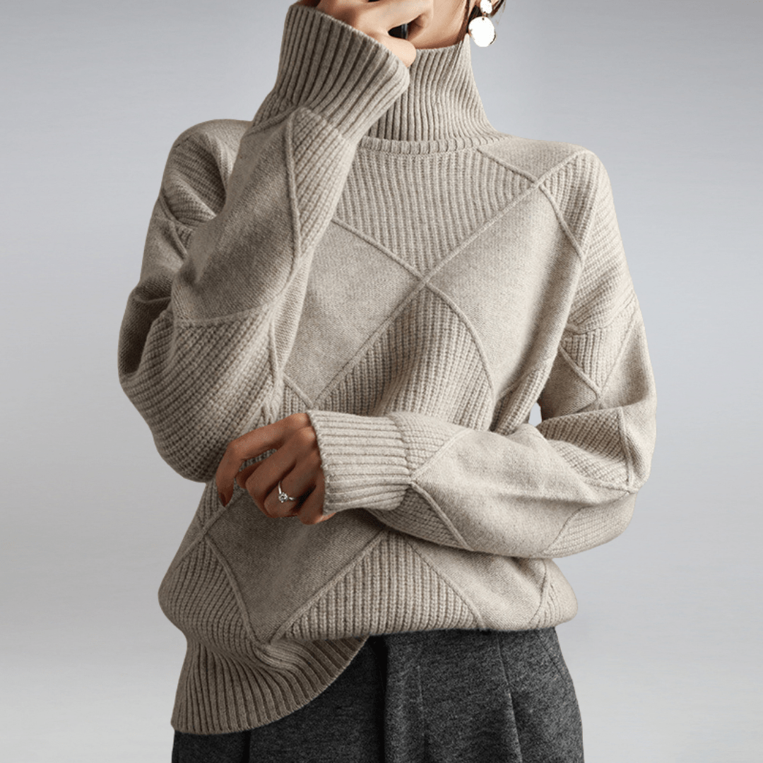 Zoe maglione donna in maglia con collo alto
