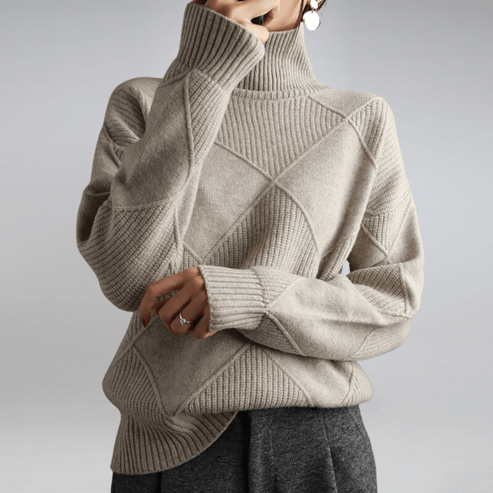 Zoe maglione donna in maglia con collo alto