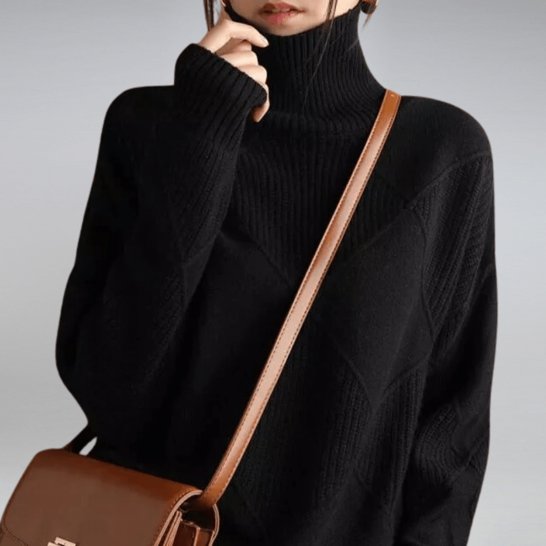 Zoe maglione donna in maglia con collo alto