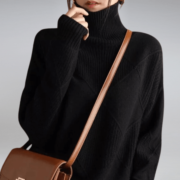 Zoe maglione donna in maglia con collo alto