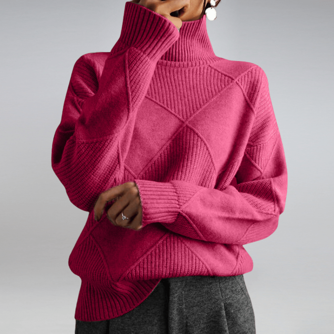 Zoe maglione donna in maglia con collo alto