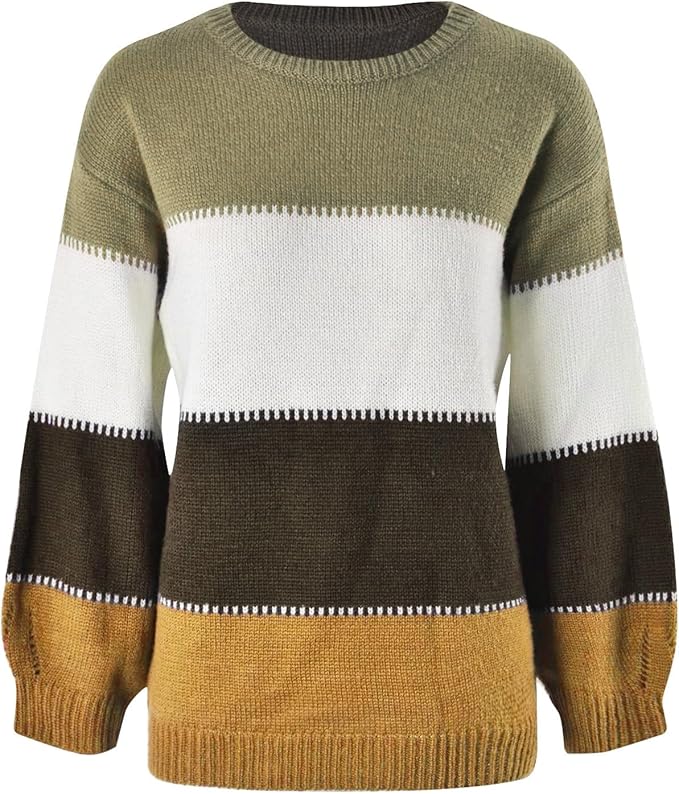 Damenpullover mit Rundhalsausschnitt und breiten Querstreifen