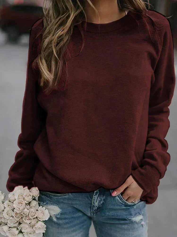 Damenpullover mit Rundhalsausschnitt und Raglanärmeln