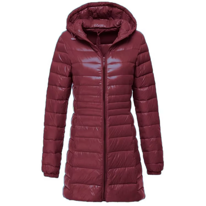 Damensteppparka mit Kapuze und Reißverschluss