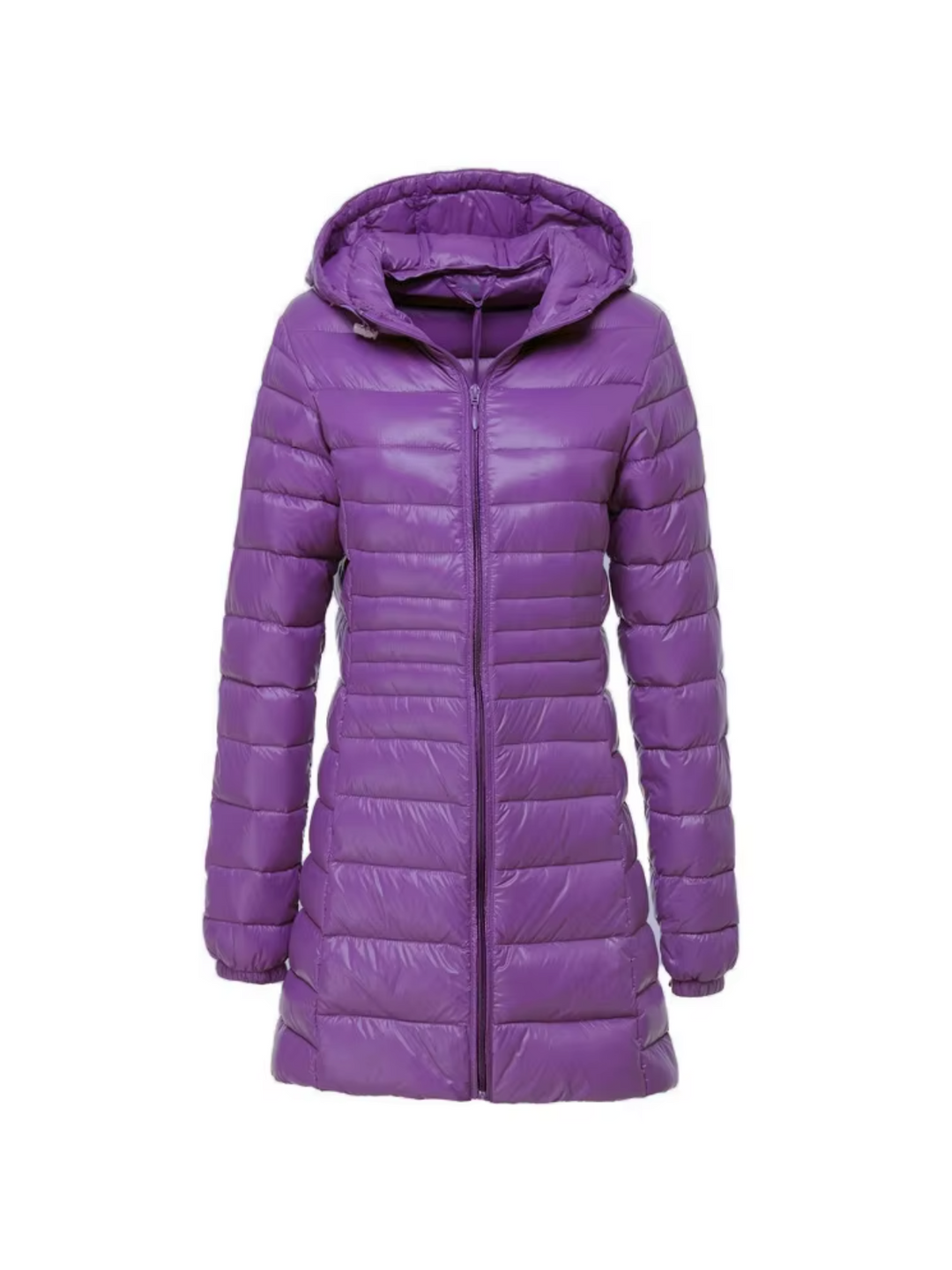 Damensteppparka mit Kapuze und Reißverschluss