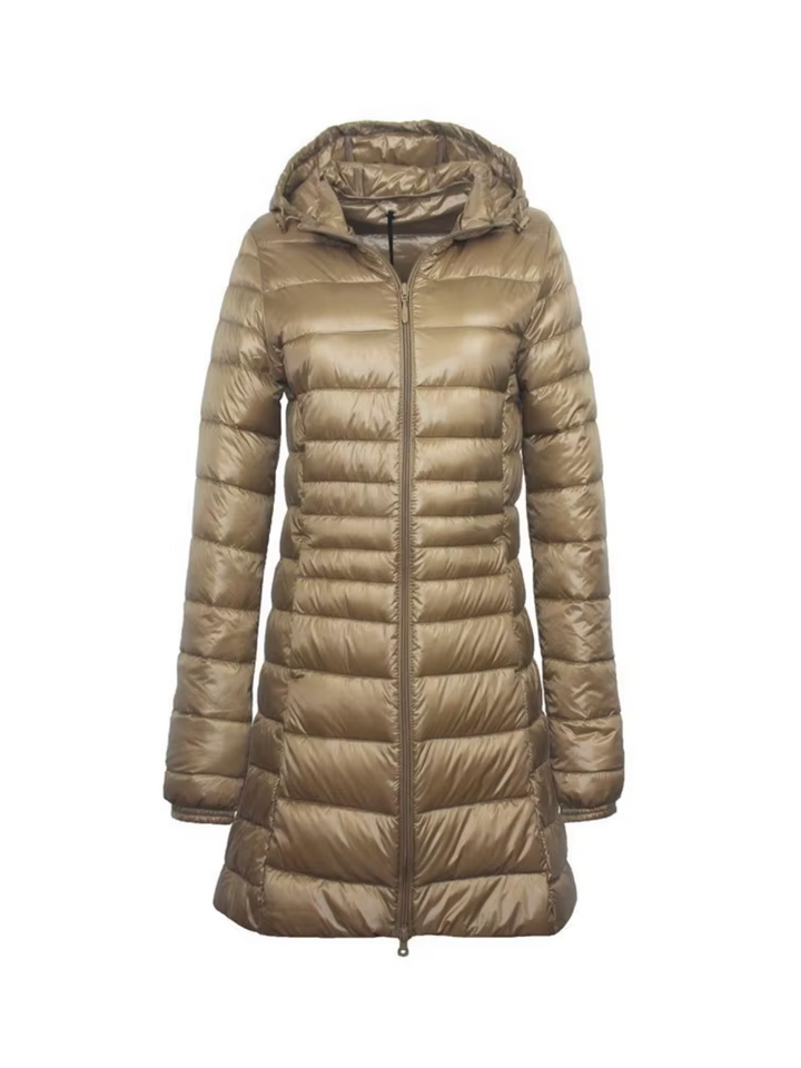 Damensteppparka mit Kapuze und Reißverschluss