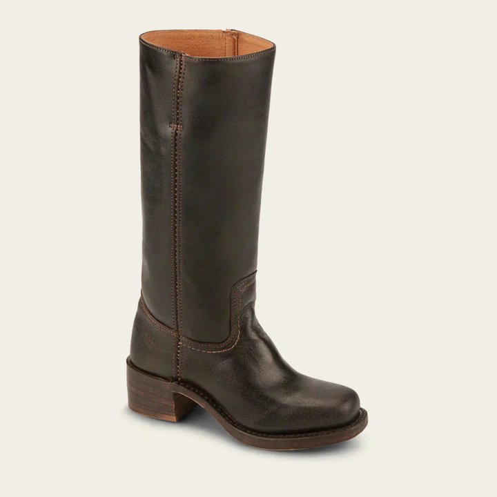 Damenstiefel mit hohem Geradem Schaft und Niedrigem Blockabsatz