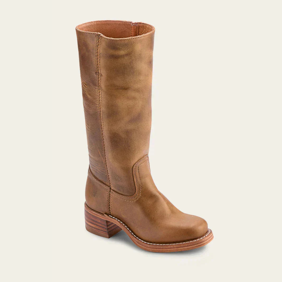 Damenstiefel mit hohem Geradem Schaft und Niedrigem Blockabsatz