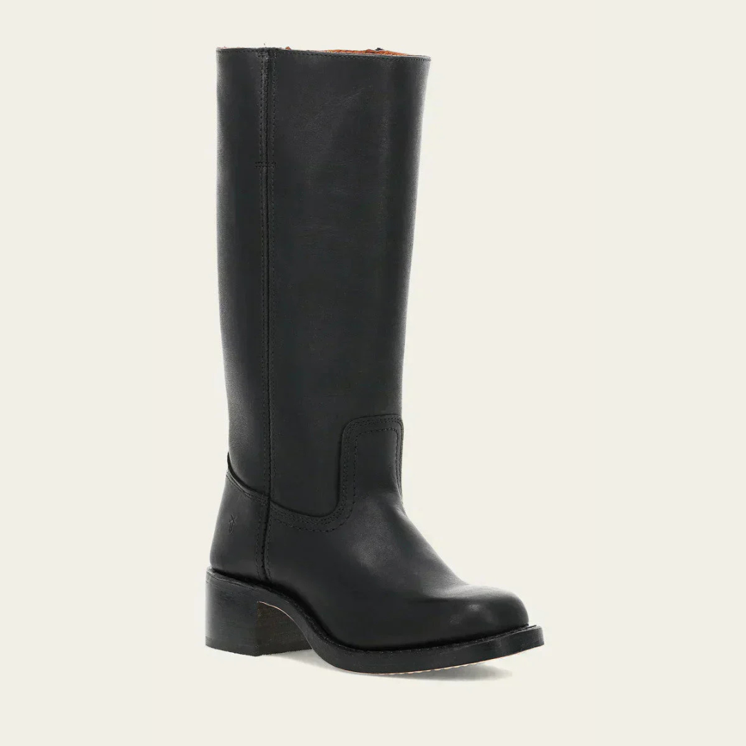 Damenstiefel mit hohem Geradem Schaft und Niedrigem Blockabsatz
