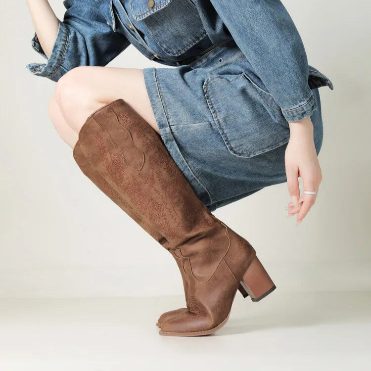 Damenstiefel mit Seitlichem Halbzip und Spitzer Zehenpartie