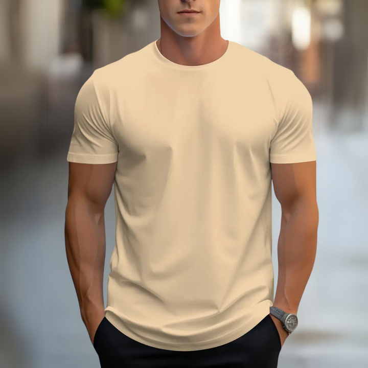 Aprikosenfarbenes leichtes Shirt für Herren perfekt für Urlaub oder warme Tage