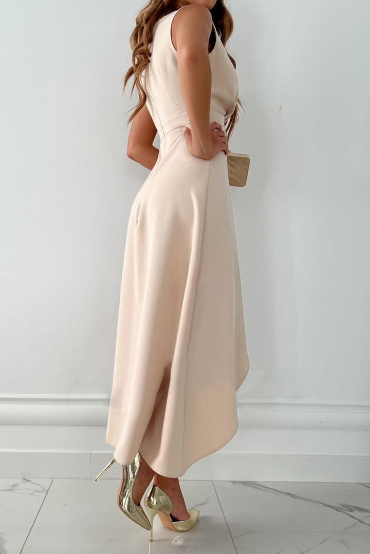 Della Zeitloses V-Ausschnitt Schlitz Wickelkleid für Damen