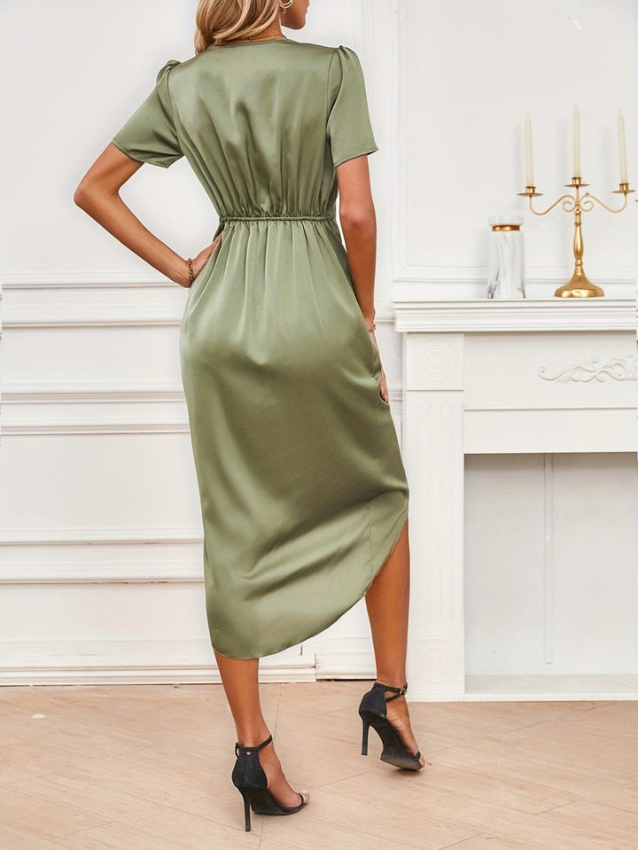 Denissa Elegantes Satin-Wickelkleid für Damen