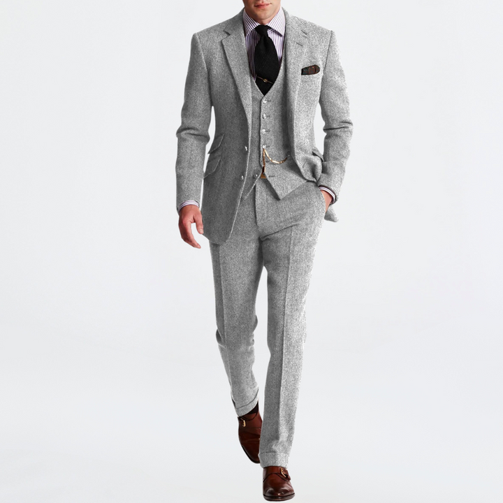 Dreiteiliges Anzug-Set für Herren in Silber modisches Herrenset ideal für festliche Anlässe und Hochzeiten