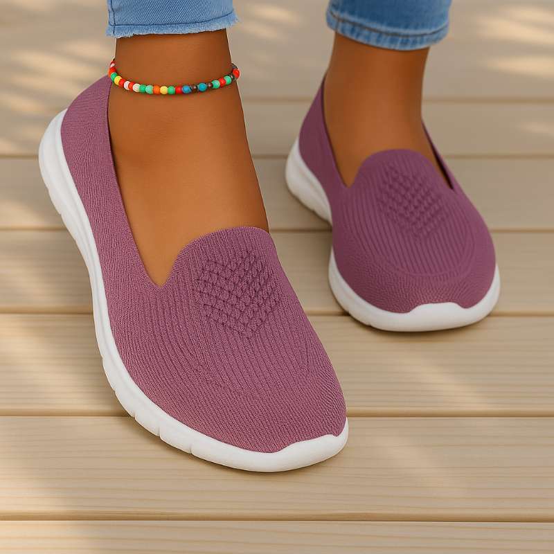 Dunkellila Slip-On-Schuhe für Damen gepolsterte orthopädische Damenschuhe