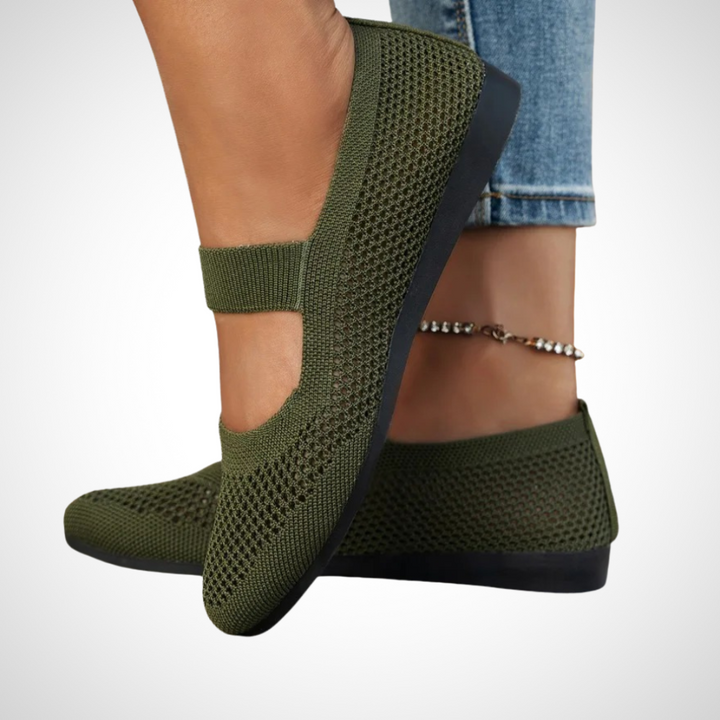 Ballerina-Sandalen für Damen in Grün – bequeme Damensandalen mit Riemchen und femininer Optik