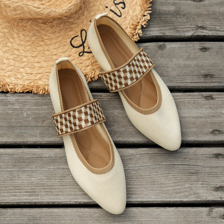 Elouisa Leichte Ballerinas für Damen in Beige, mit Komfort und Stil, aus weichem, atmungsaktivem Stoff, perfekt für den Alltag.