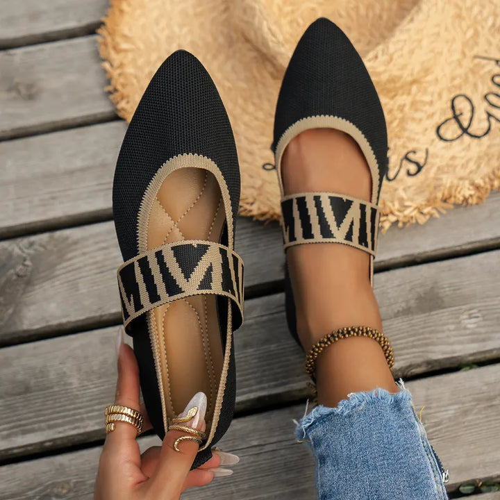 Elouisa Leichte Ballerinas für Damen in Schwarz, elegant und bequem, ideal für den täglichen Gebrauch oder lässige Ausflüge.