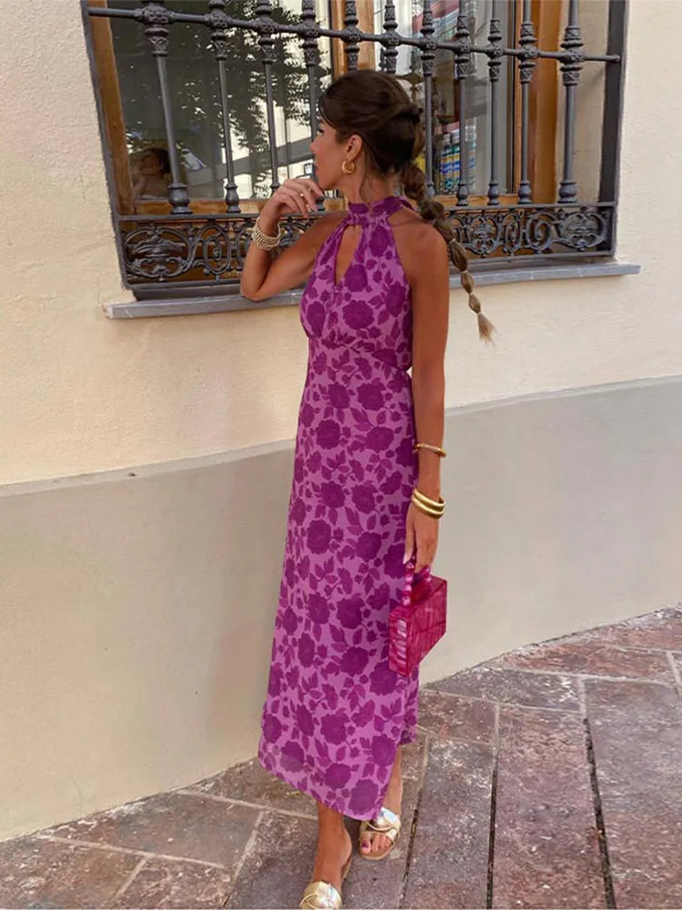 Elegante abito midi estivo rilassato per donna