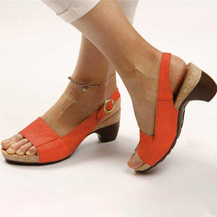 equeme Absatz-Sandalen für Damen in orange auffällige Damensandalen mit modischer Silhouette