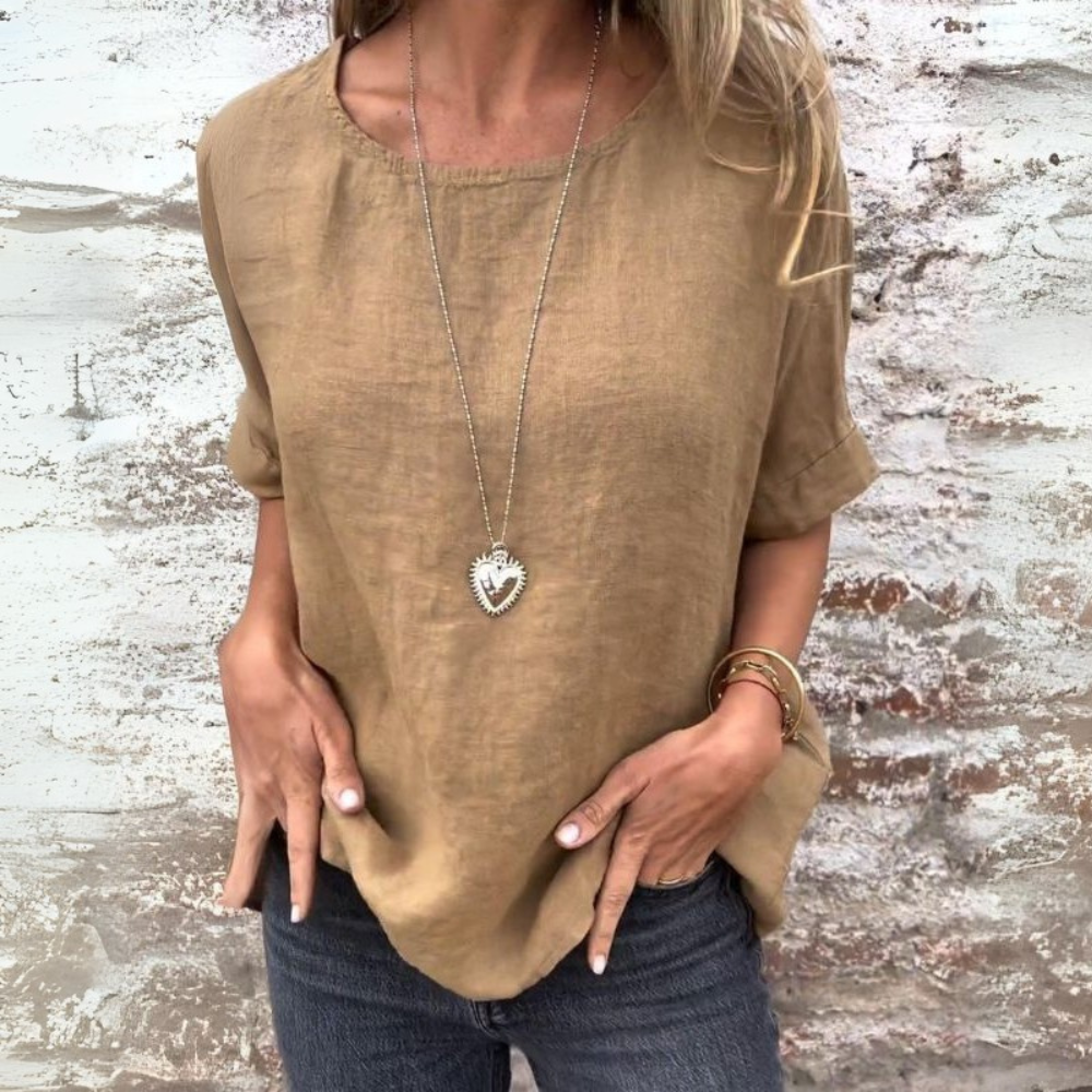 Evalin Bluse in Braun für Damen mit lockerem Schnitt atmungsaktivem Stoff und bequemem Freizeitstil

